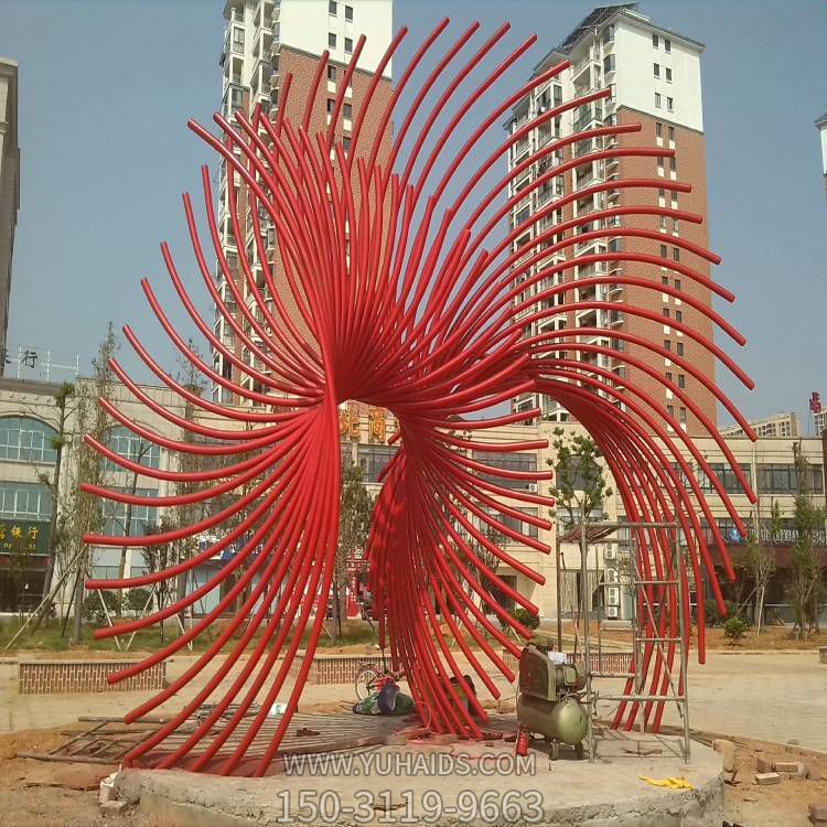 户外广场大型不锈钢金属抽象红色景观博鱼网页版