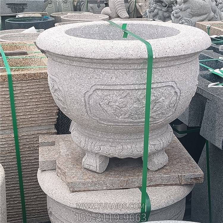 庭院摆放花岗岩雕刻中式花盆博鱼网页版