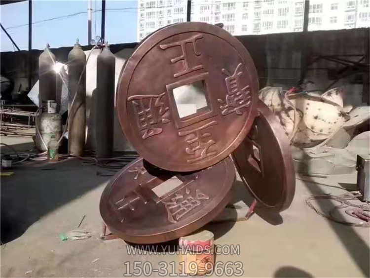 景区创意不锈钢仿铜大型户外景观铜钱博鱼网页版