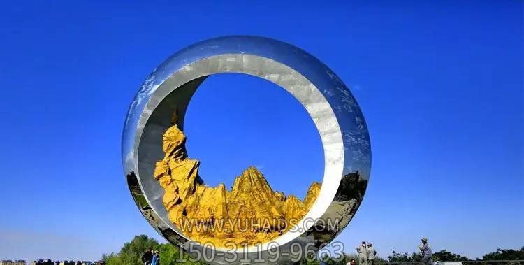 景区园林环形创意不锈钢镜面月亮博鱼网页版