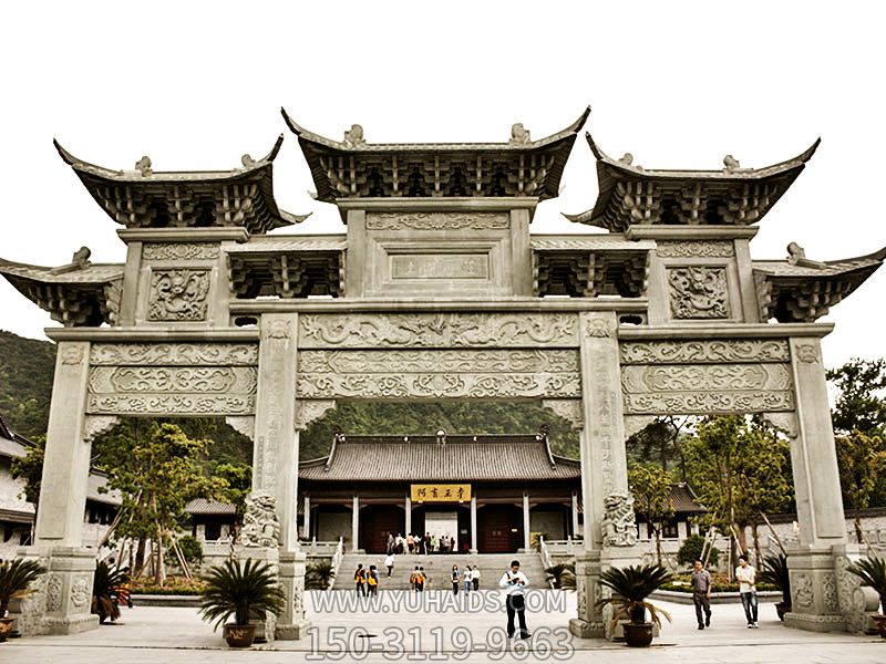 园林景区阿育王寺庙仿古建筑斗拱石雕牌坊博鱼网页版