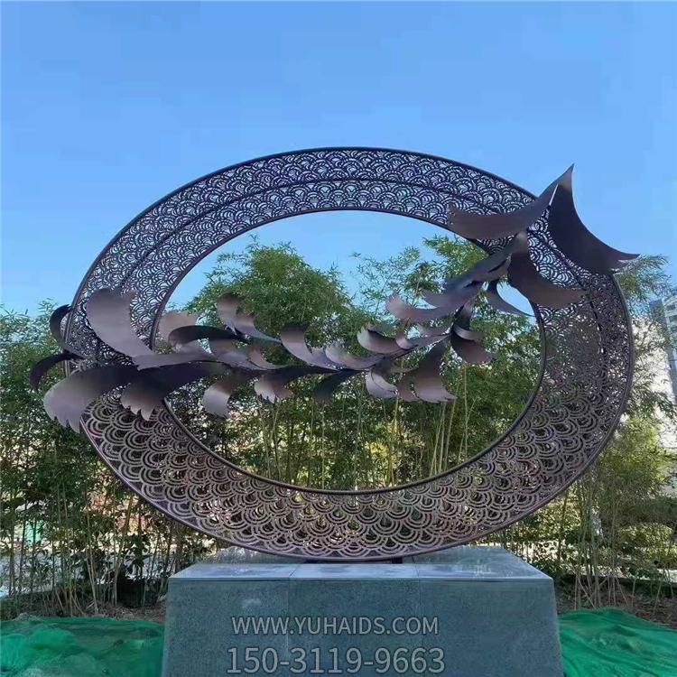 月亮不锈钢镂空圆环博鱼网页版园林广场艺术摆件