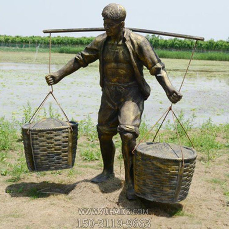 民俗玻璃钢仿铜挑着担子的人物博鱼网页版