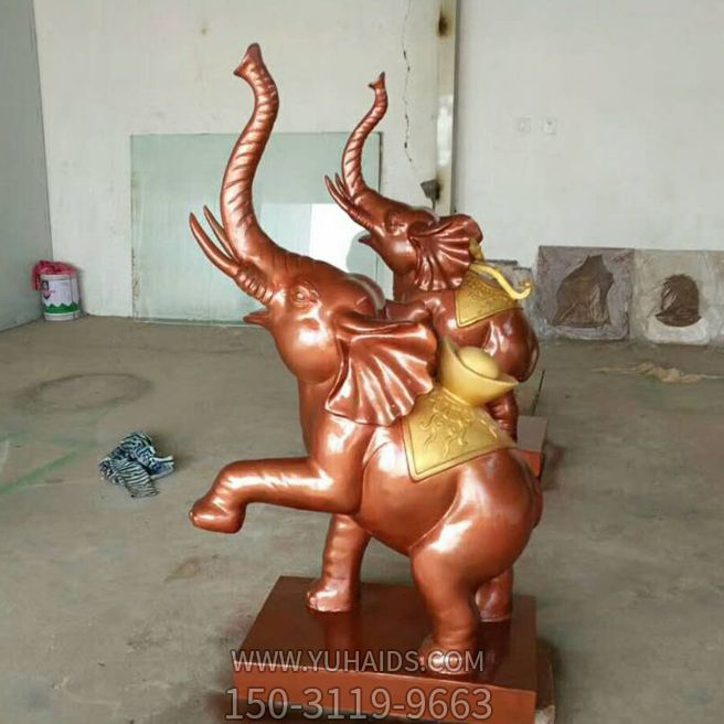 商场创意玻璃钢仿铜室内景观装饰品美陈摆件镇宅招财大象博鱼网页版