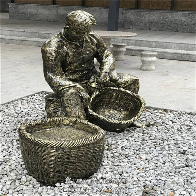 情景小品玻璃钢仿铜编篮子 的人物博鱼网页版