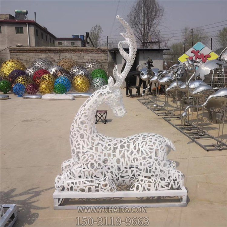 不锈钢金属网格园林景观梅花鹿博鱼网页版