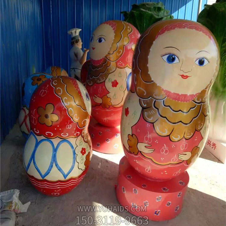 玻璃钢彩绘喷漆卡通套娃公仔园林摆件博鱼网页版