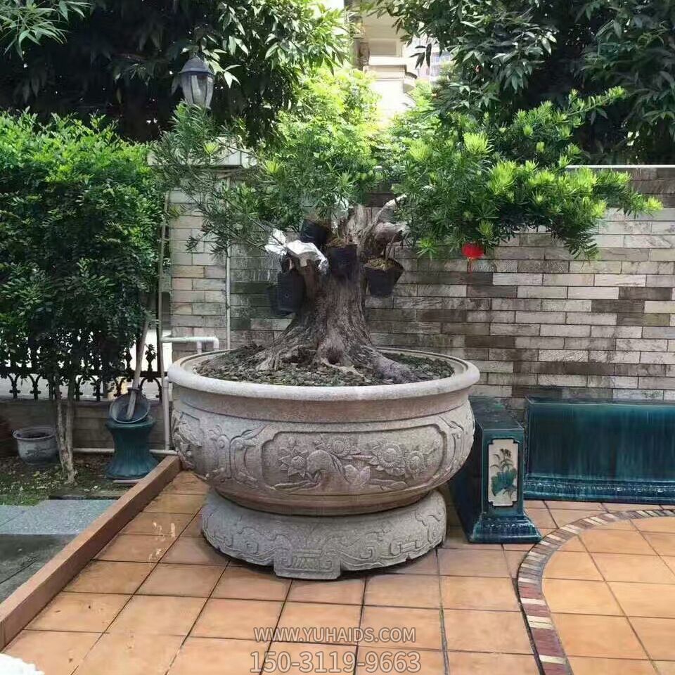 庭院大型大理石石雕种树的缸博鱼网页版