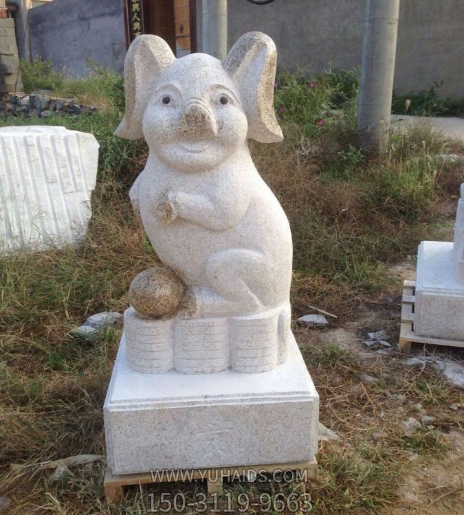 园林户外大理石石雕十二生肖猪博鱼网页版