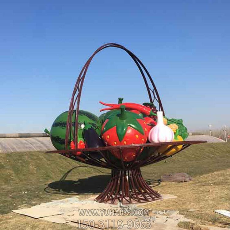 户外大型玻璃钢彩绘园林水果蔬菜果篮摆件博鱼网页版