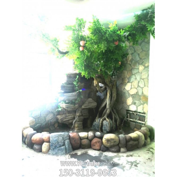 园林酒店室内造景假山瀑布天然龟纹石博鱼网页版