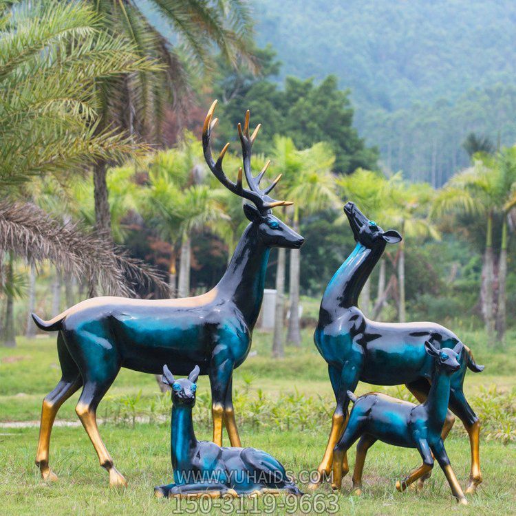 户外玻璃钢喷漆珐琅彩梅花鹿博鱼网页版园林小品