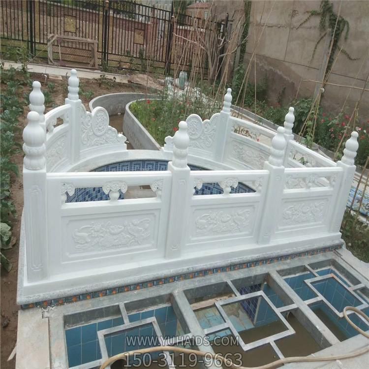 汉白玉雕刻庭院水池装饰防护栏板博鱼网页版