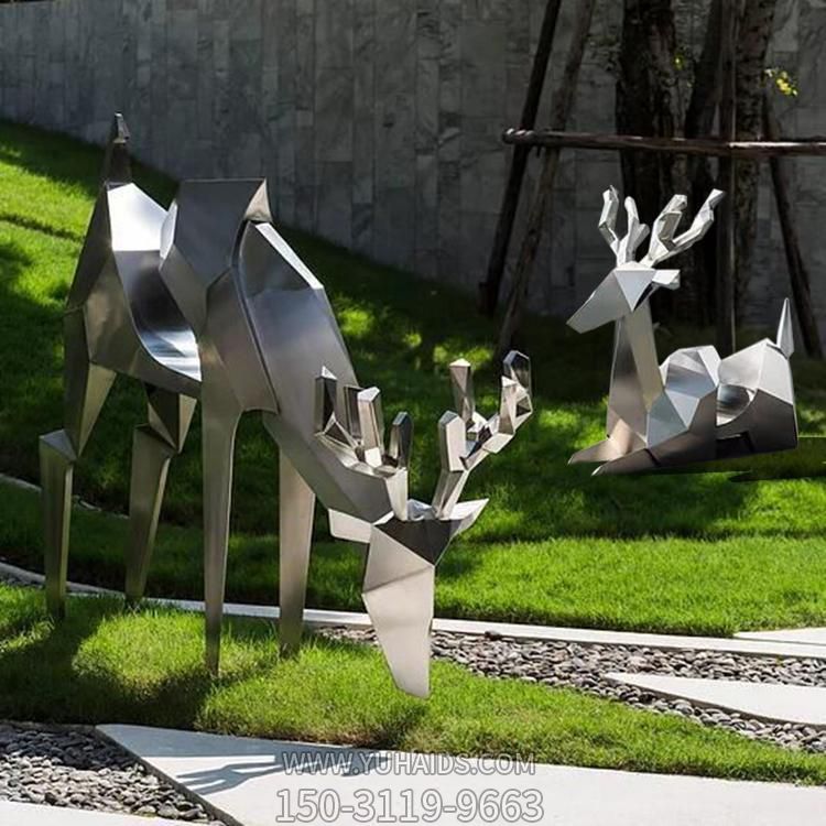 园林户外不锈钢抽象动物景观梅花鹿博鱼网页版