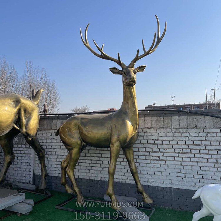 玻璃钢仿铜户外景区大型梅花鹿博鱼网页版
