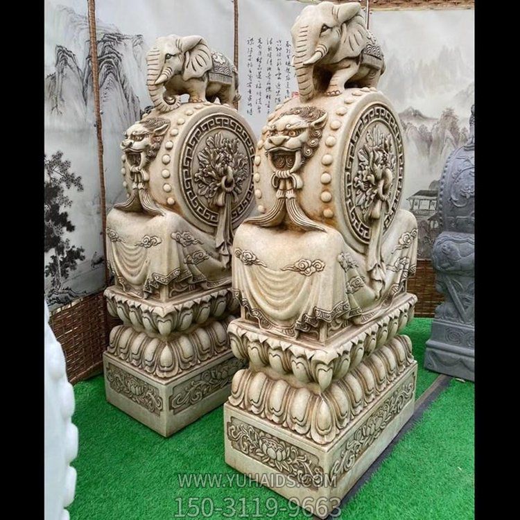  青石门口柱墩石石雕仿古门墩 大理石做旧抱鼓石博鱼网页版