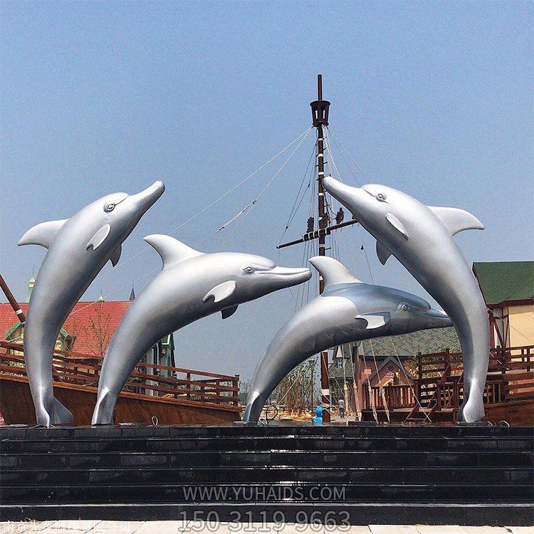 游乐园水池喷泉不锈钢海豚景观博鱼网页版