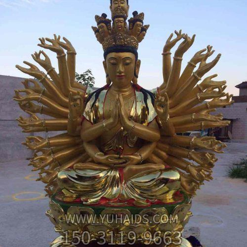 玻璃钢喷金烤漆大型不锈钢千手观音博鱼网页版