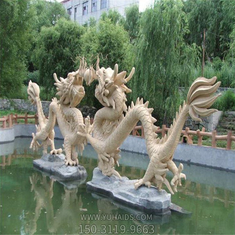 景区景点大型池塘水景大理石石雕二龙戏珠博鱼网页版