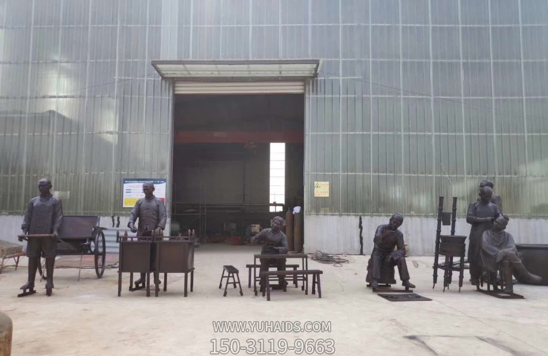 民俗街边摆各种商贩摊人物玻璃钢仿铜雕博鱼网页版