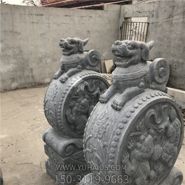 青石石雕仿古做旧庭院门口门墩抱鼓石博鱼网页版