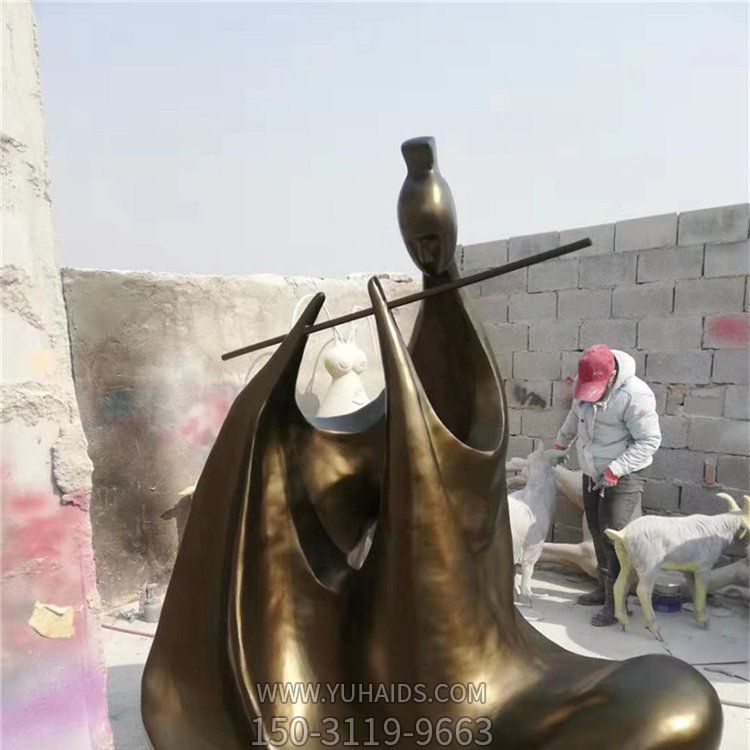 户外园林玻璃钢仿铜吹笛子的抽象人物博鱼网页版