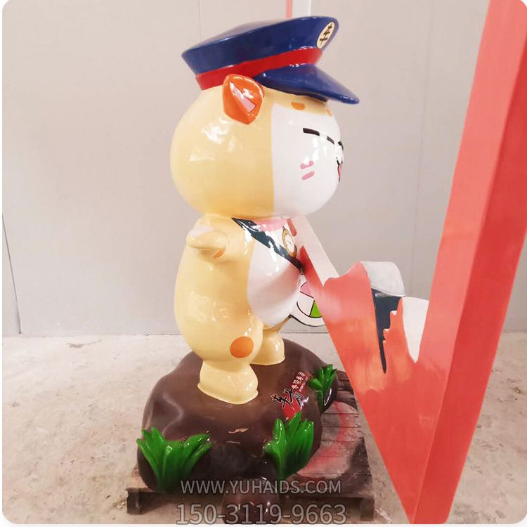景区创意玻璃钢戴帽子的可爱猫博鱼网页版