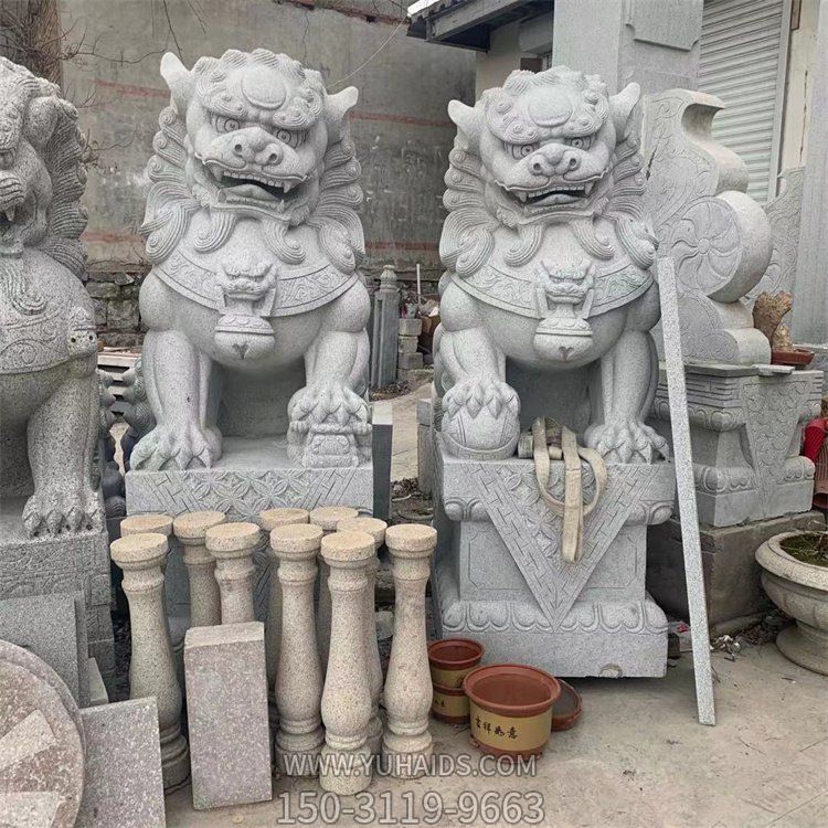 大理石石雕园林庭院别墅户外一对镇宅招财狮子博鱼网页版