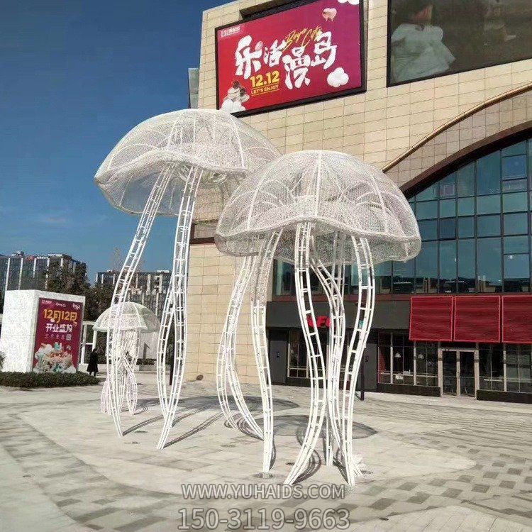 商场户外摆放大型不锈钢网格创意水母景观博鱼网页版