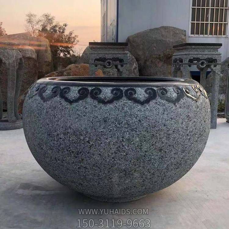 青石仿古浮雕鱼缸花盆各种园林工艺品摆件博鱼网页版