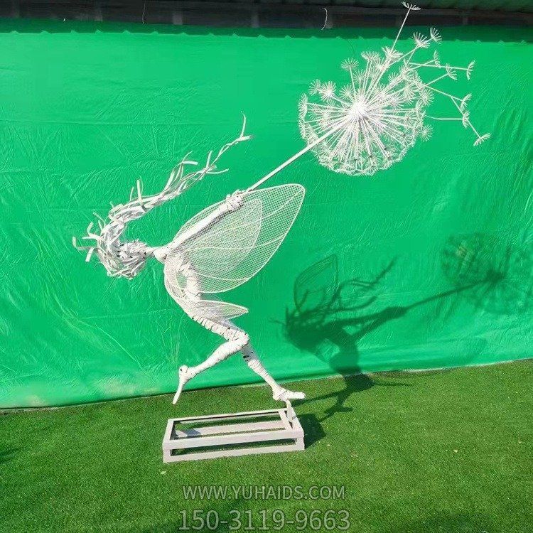 园林小区不锈钢镂空蒲公英人物发光景观小品博鱼网页版