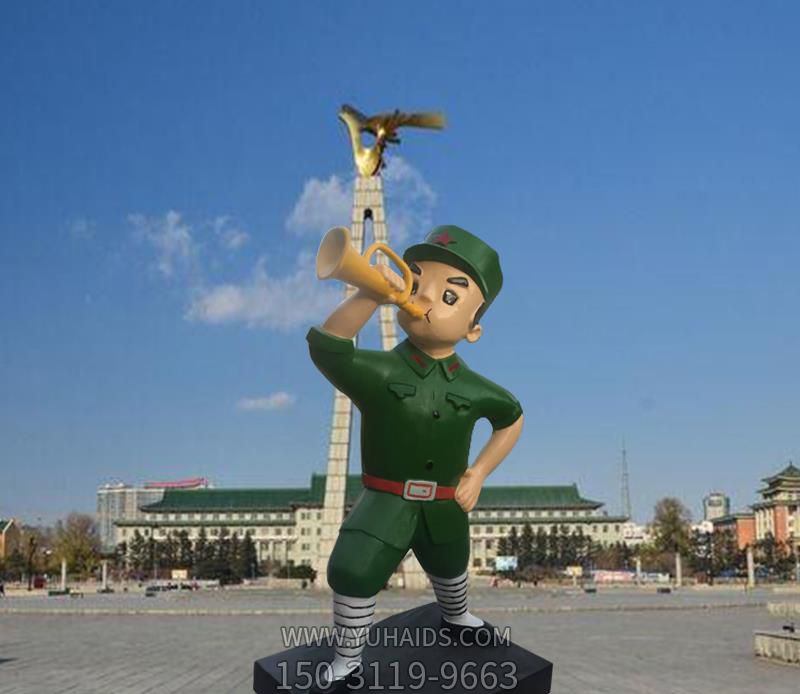 玻璃钢卡通吹号角的八路军博鱼网页版