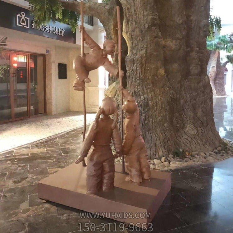 城市街道玻璃钢仿铜民俗小品儿童博鱼网页版