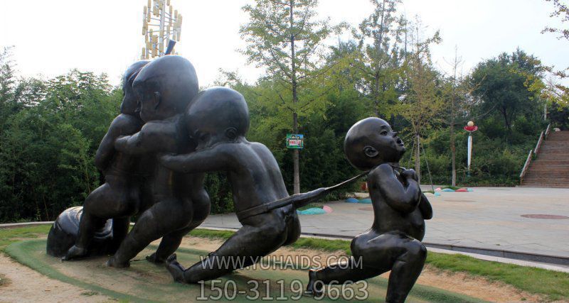 户外拔萝卜的小孩街边景观铜雕儿童博鱼网页版