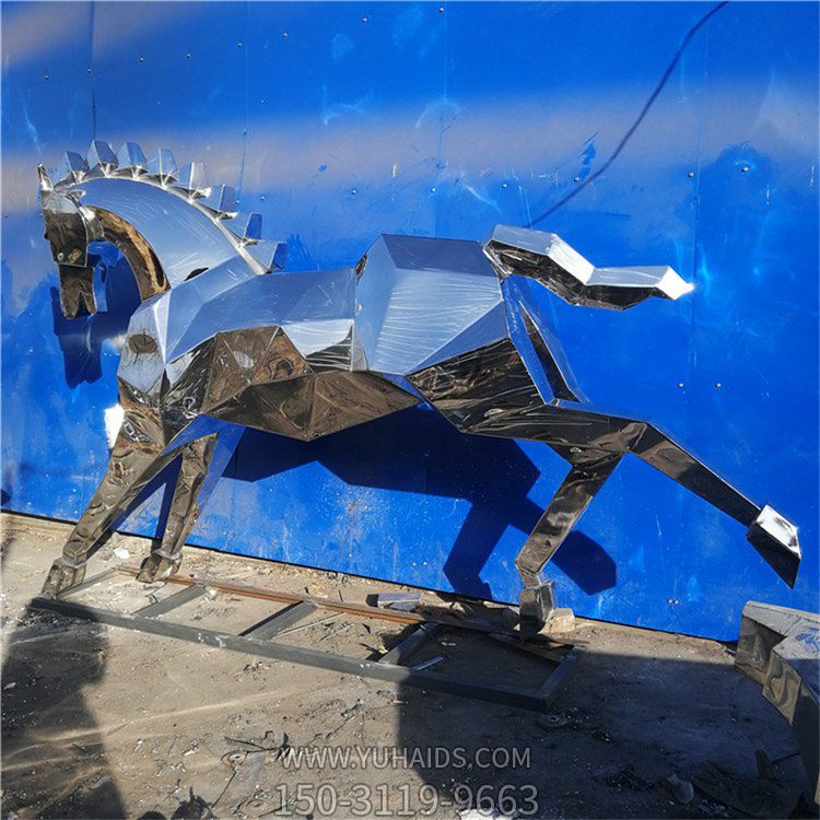 不锈钢镜面几何抽象户外园林景观动物马博鱼网页版