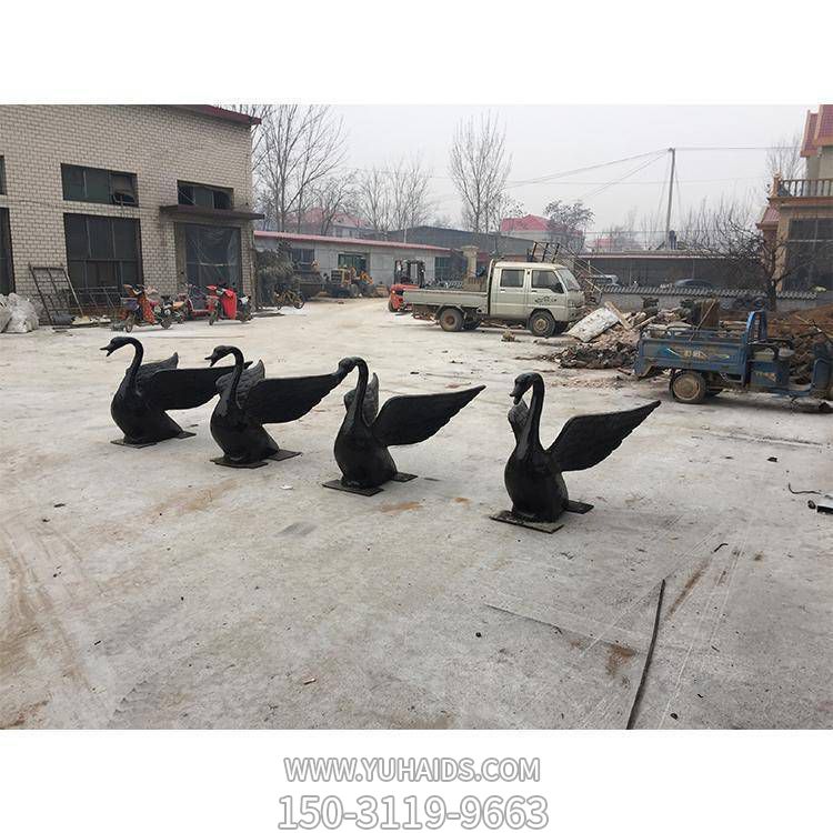 玻璃钢仿铜喷水天鹅博鱼网页版 小区别墅户外喷泉摆件