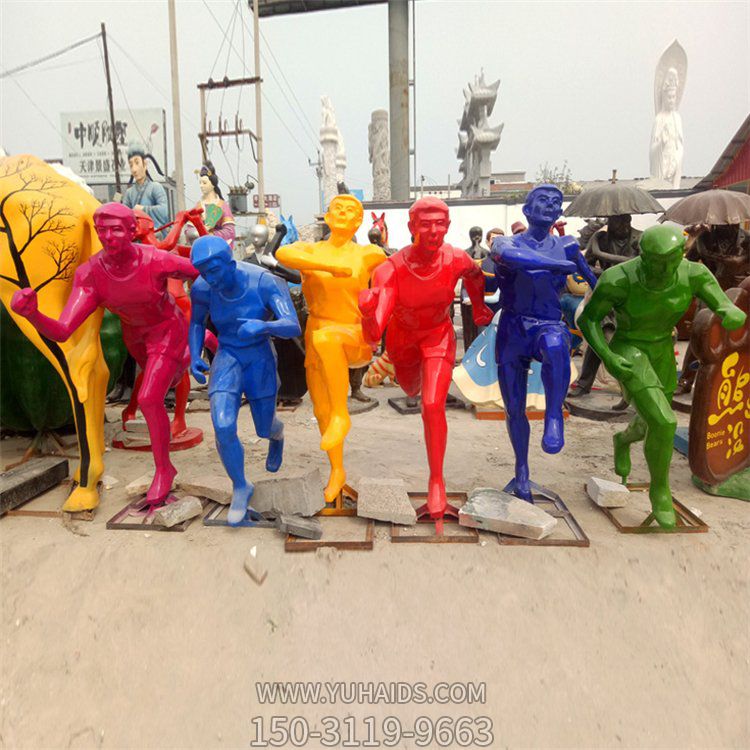 运动跑步竞技玻璃钢抽象人物摆件博鱼网页版