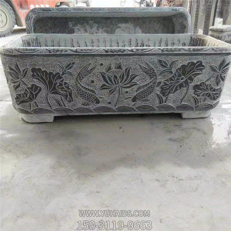 庭院石雕水池摆放新型花岗岩荷花石鱼缸博鱼网页版