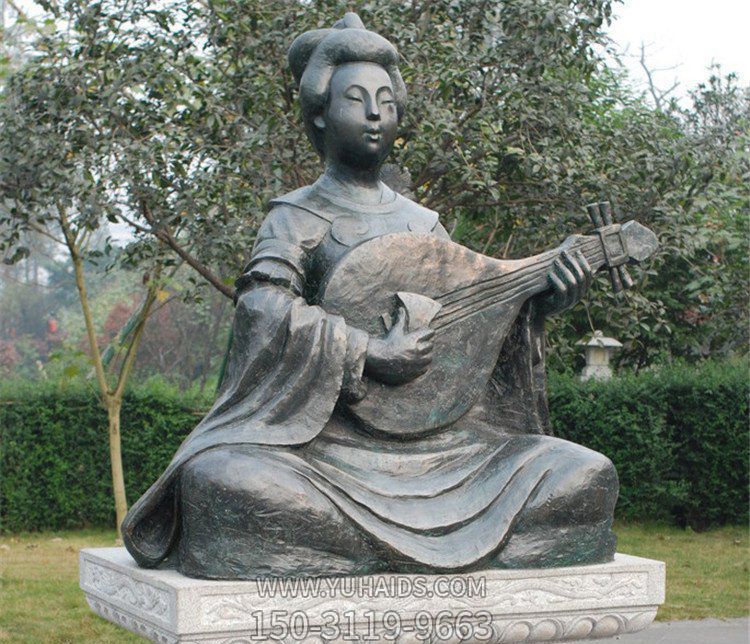 弹琵琶的乐妓古代人物铜雕弹博鱼网页版