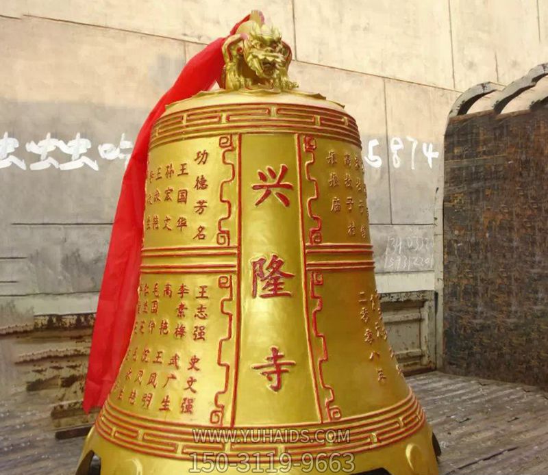 彩绘鎏金寺庙景观铜钟博鱼网页版