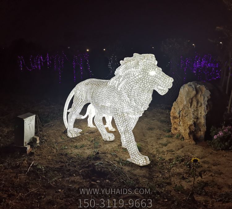 狮子博鱼网页版户外园林景观动物不锈钢照明狮子博鱼网页版