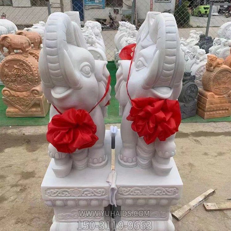 大理石石雕别墅门口小区一对大象博鱼网页版