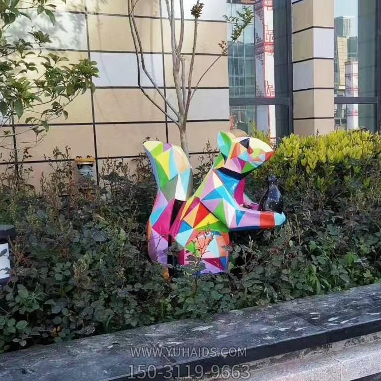 园林户外不锈钢彩绘几何抽象松鼠博鱼网页版