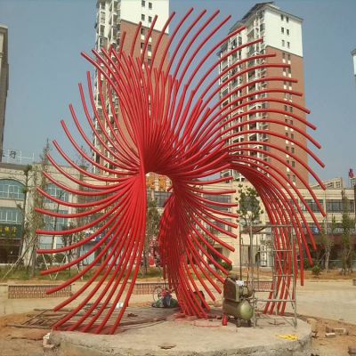 户外广场大型不锈钢金属抽象红色景观博鱼网页版