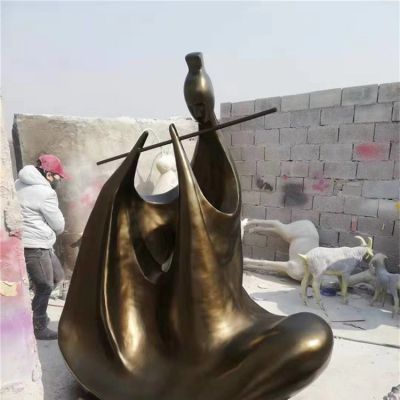景观户外玻璃钢仿铜抽象吹笛子的人物博鱼网页版