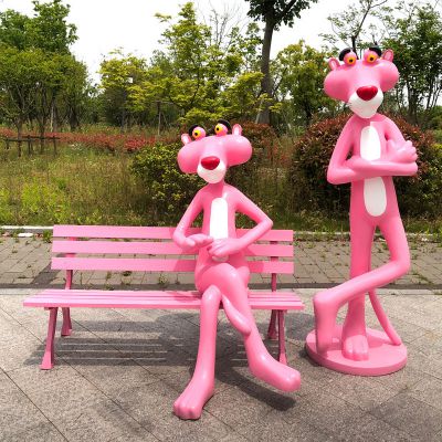 -公园海边玻璃钢彩绘喷漆粉红豹博鱼网页版