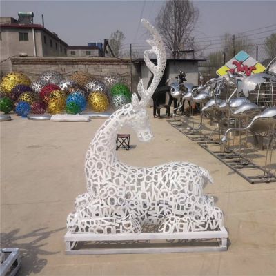 不锈钢金属网格园林景观梅花鹿博鱼网页版