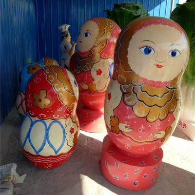玻璃钢彩绘喷漆卡通套娃公仔园林摆件