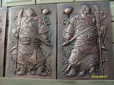锻铜门神浮雕壁画