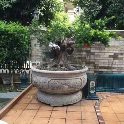 庭院大型大理石石雕种树的缸博鱼网页版